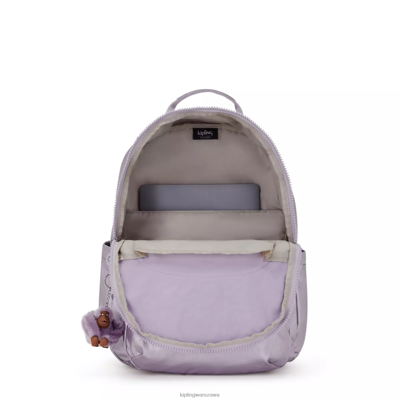 Kipling orchidea metalik dla obu płci Seoul duży metalowy plecak na laptopa 15 cali PXR6L502