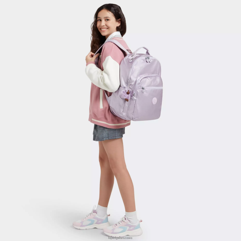 Kipling orchidea metalik dla obu płci Seoul duży metalowy plecak na laptopa 15 cali PXR6L502
