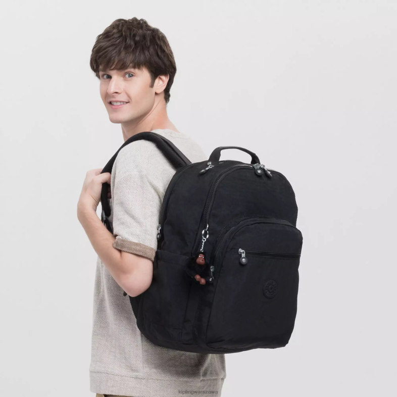 Kipling prawdziwy czarny ton dla obu płci bardzo duży plecak na laptopa 17\" Seoul PXR6L488