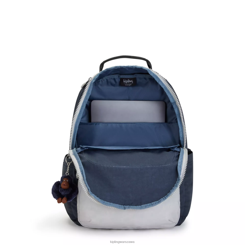 Kipling prawdziwy niebieski szary dla obu płci Duży plecak na laptopa 15\" firmy Seoul PXR6L430