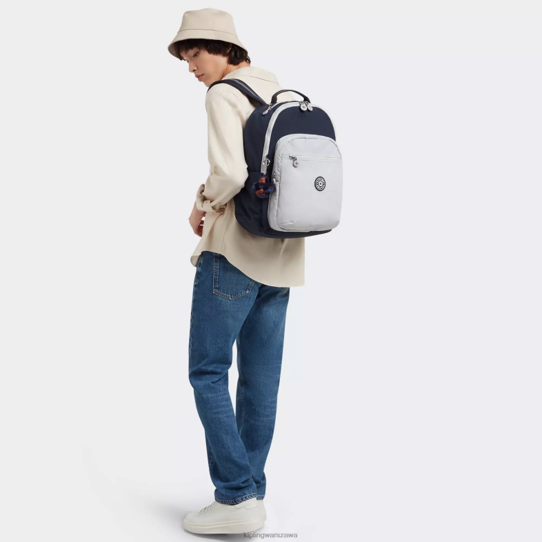 Kipling prawdziwy niebieski szary dla obu płci Duży plecak na laptopa 15\" firmy Seoul PXR6L430