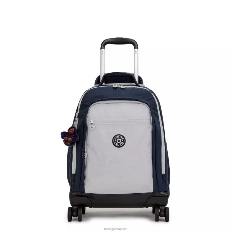 Kipling prawdziwy niebieski szary dla obu płci Nowy plecak na kółkach na laptopa Zea 15". PXR6L479