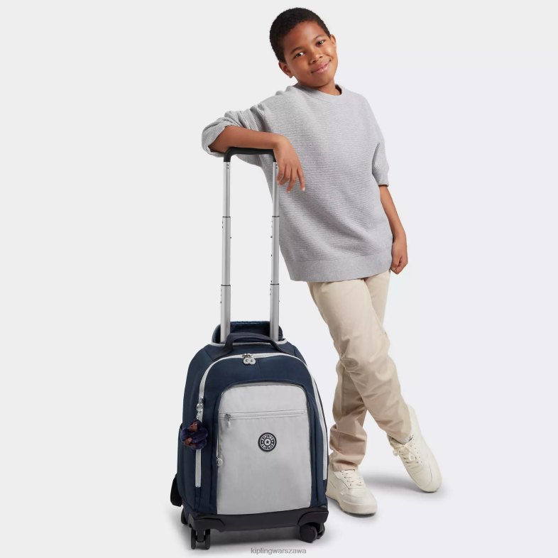 Kipling prawdziwy niebieski szary dla obu płci Nowy plecak na kółkach na laptopa Zea 15\". PXR6L479