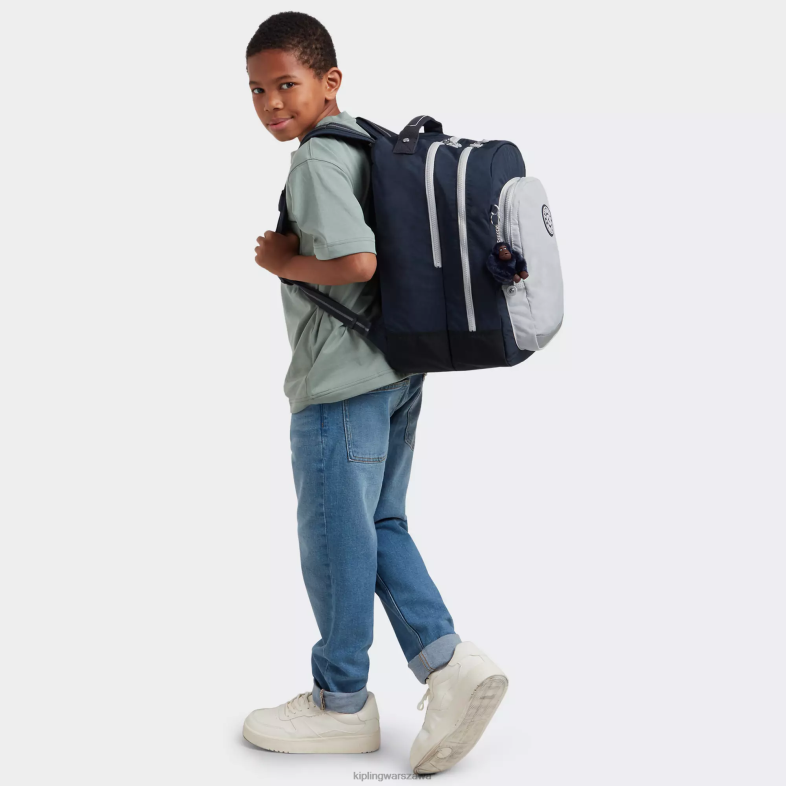 Kipling prawdziwy niebieski szary dla obu płci plecak na laptopa 17\" do sali lekcyjnej PXR6L435