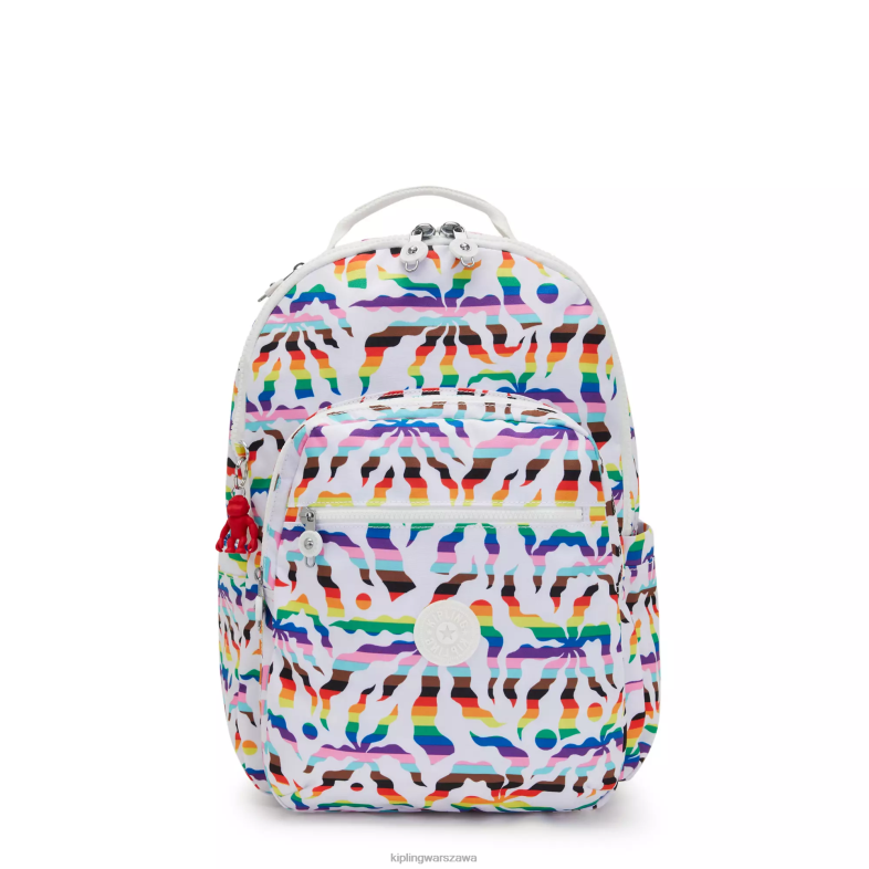 Kipling tęczowa palma dla obu płci Seoul plecak na laptopa 15" z dużym nadrukiem PXR6L345