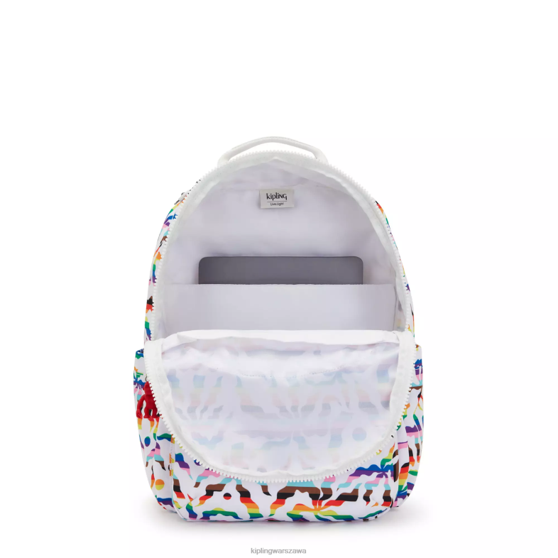 Kipling tęczowa palma dla obu płci Seoul plecak na laptopa 15\" z dużym nadrukiem PXR6L345