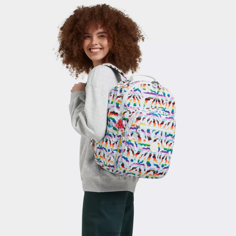Kipling tęczowa palma dla obu płci Seoul plecak na laptopa 15\" z dużym nadrukiem PXR6L345