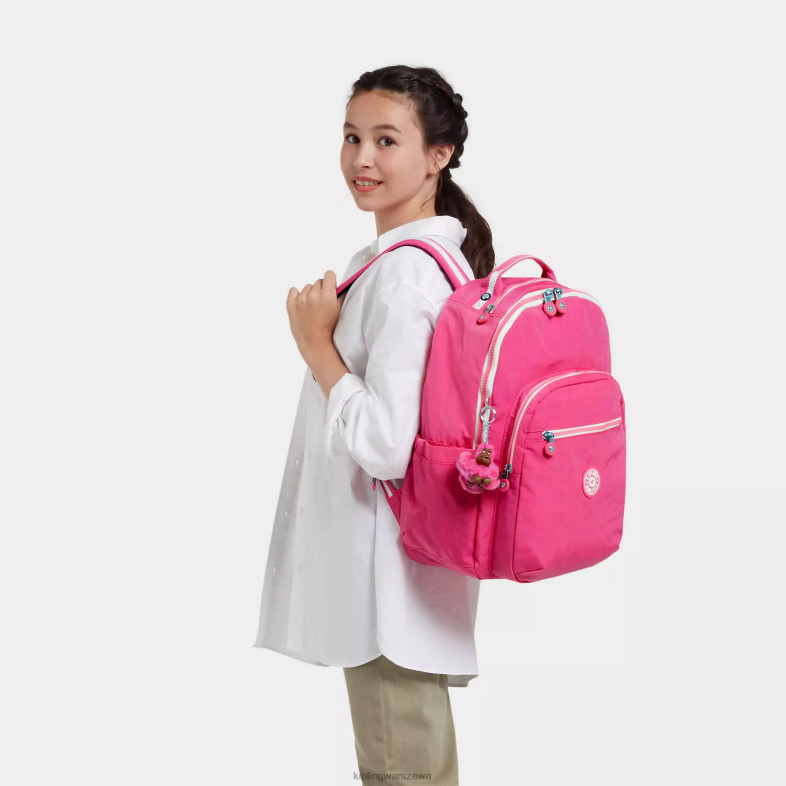 Kipling świeży róż dla obu płci Duży plecak na laptopa 15\" firmy Seoul PXR6L428