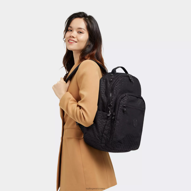 Kipling wytłoczony podpis dla obu płci Seoul plecak na laptopa 15\" z dużym nadrukiem PXR6L369