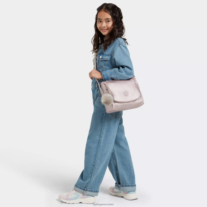 Kipling metaliczna róża dla obu płci nowa metalowa torba na lunch kichirou PXR6L655