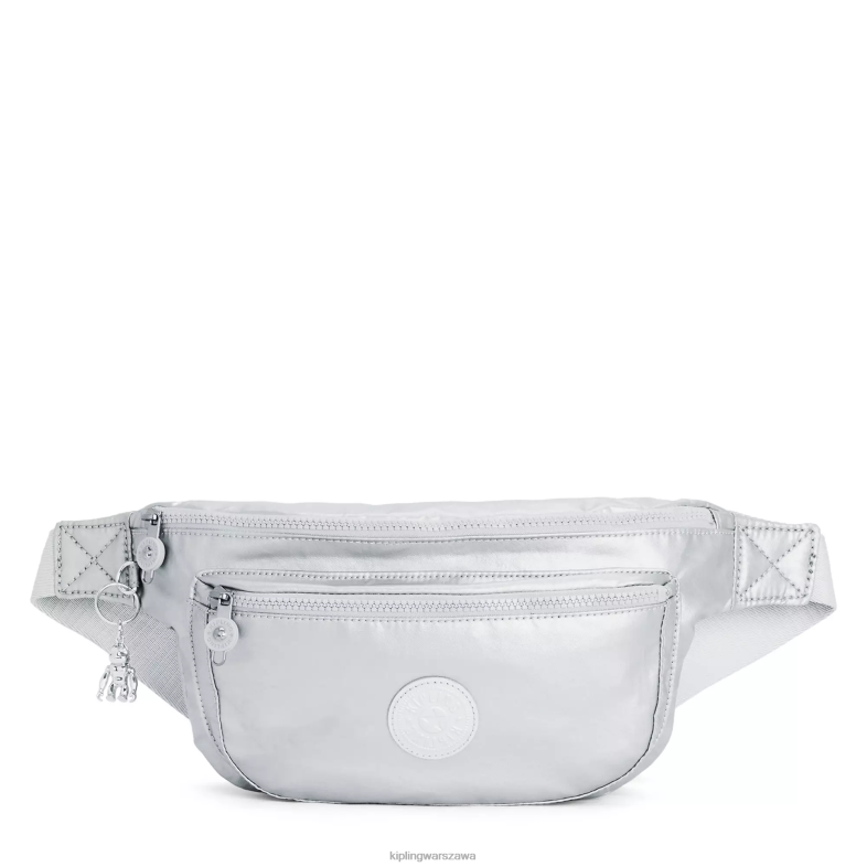 Kipling jasny metaliczny dla obu płci yaseminaextra duża metalowa saszetka biodrowa PXR6L284
