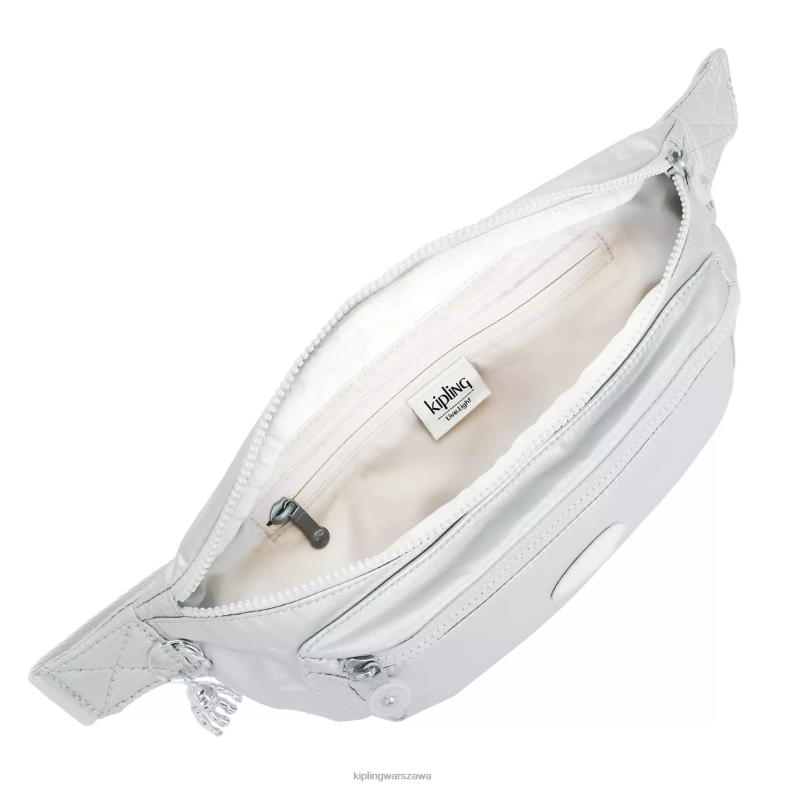 Kipling jasny metaliczny dla obu płci yaseminaextra duża metalowa saszetka biodrowa PXR6L284