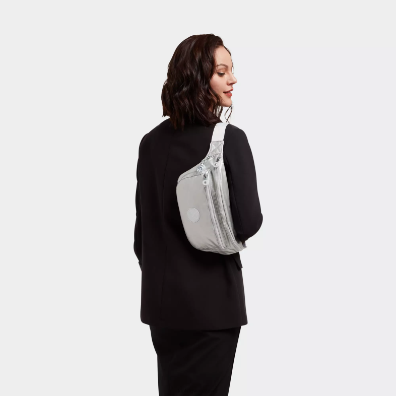 Kipling jasny metaliczny dla obu płci yaseminaextra duża metalowa saszetka biodrowa PXR6L284