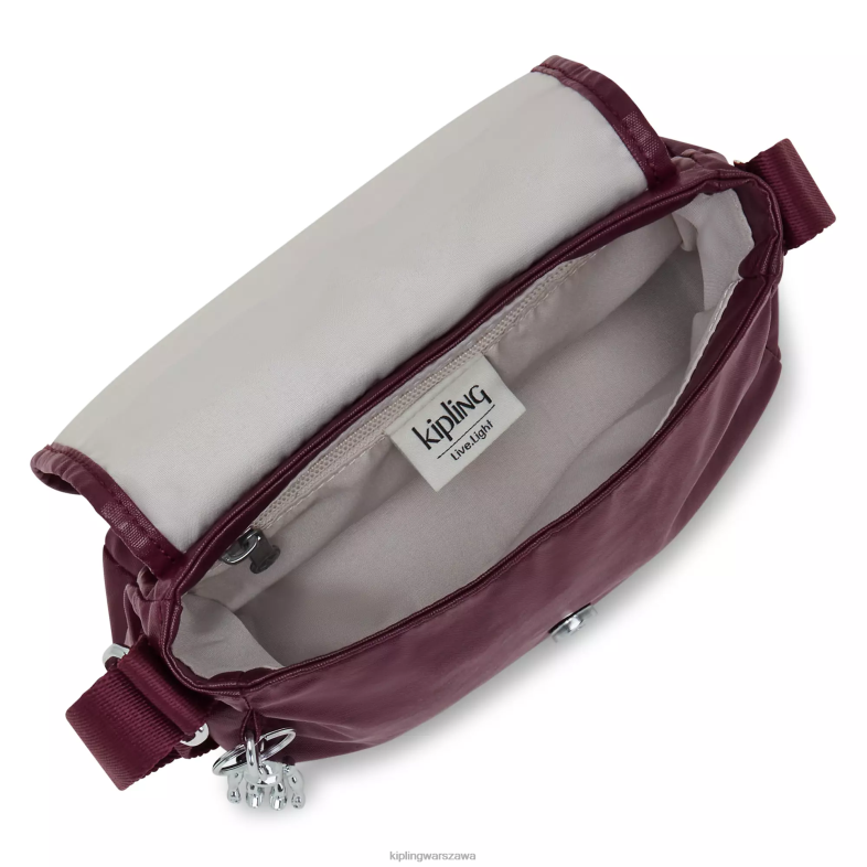 Kipling bordowy lakier dla obu płci sabianmetallic mini torebka na ramię PXR6L99