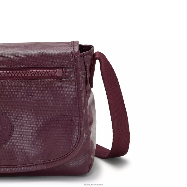 Kipling bordowy lakier dla obu płci sabianmetallic mini torebka na ramię PXR6L99