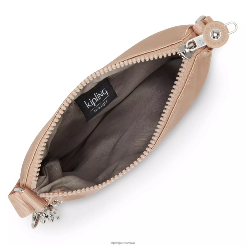 Kipling złoty urok metalik dla obu płci Metaliczna mini torebka keiko na ramię PXR6L97