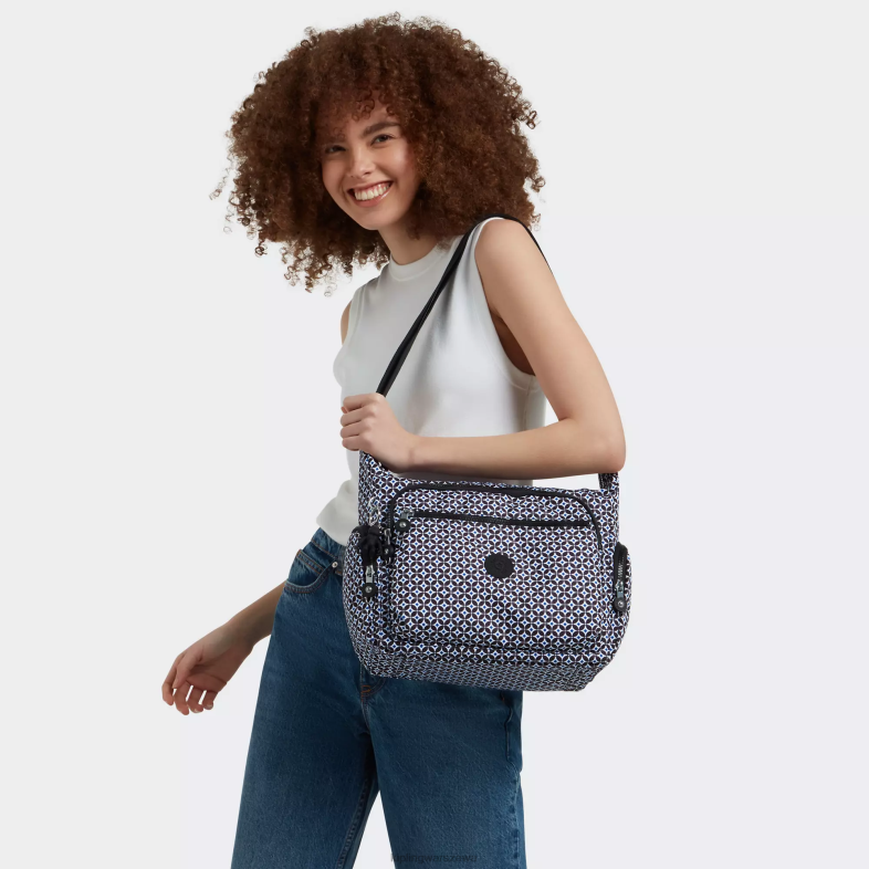 Kipling czarniawa dachówka dla obu płci torba na ramię z nadrukiem gabbie PXR6L142