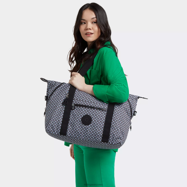 Kipling czarniawa dachówka dla obu płci torba na zakupy ze średnim nadrukiem PXR6L260