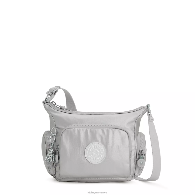 Kipling jasny metaliczny dla obu płci gabbie minimetalowa torba na ramię PXR6L202