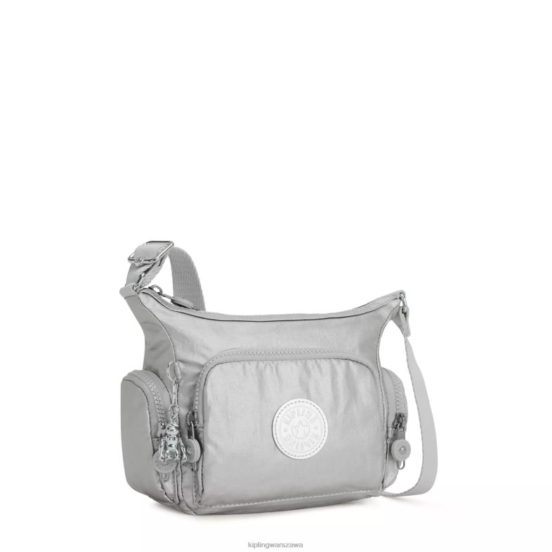 Kipling jasny metaliczny dla obu płci gabbie minimetalowa torba na ramię PXR6L202