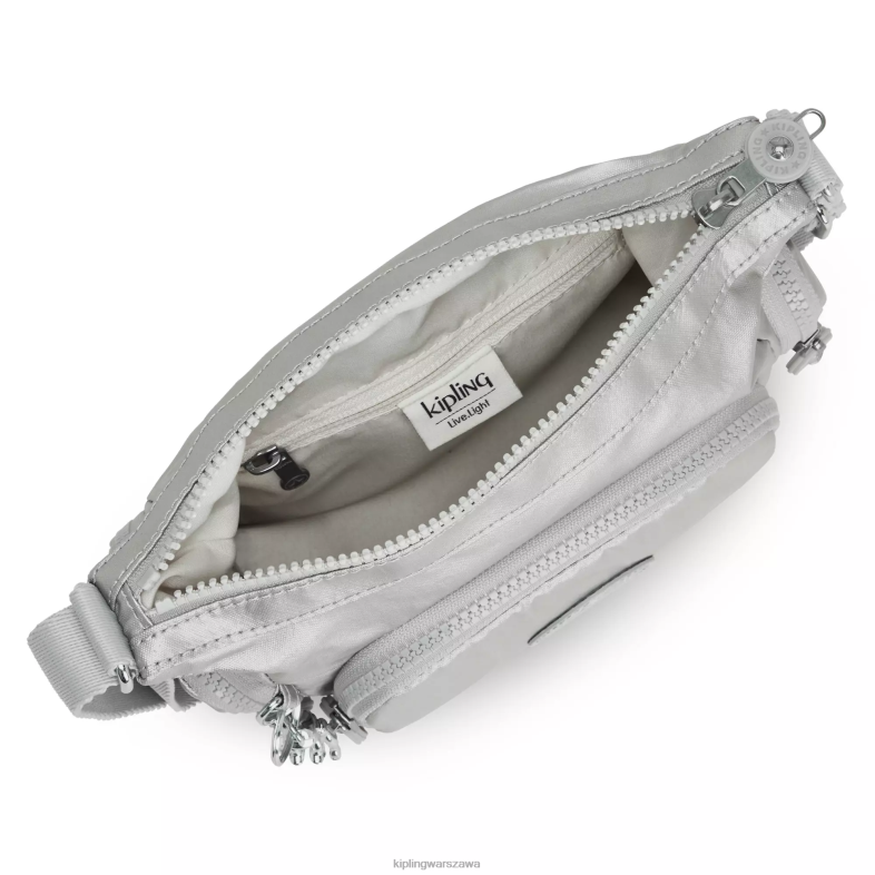 Kipling jasny metaliczny dla obu płci gabbie minimetalowa torba na ramię PXR6L202