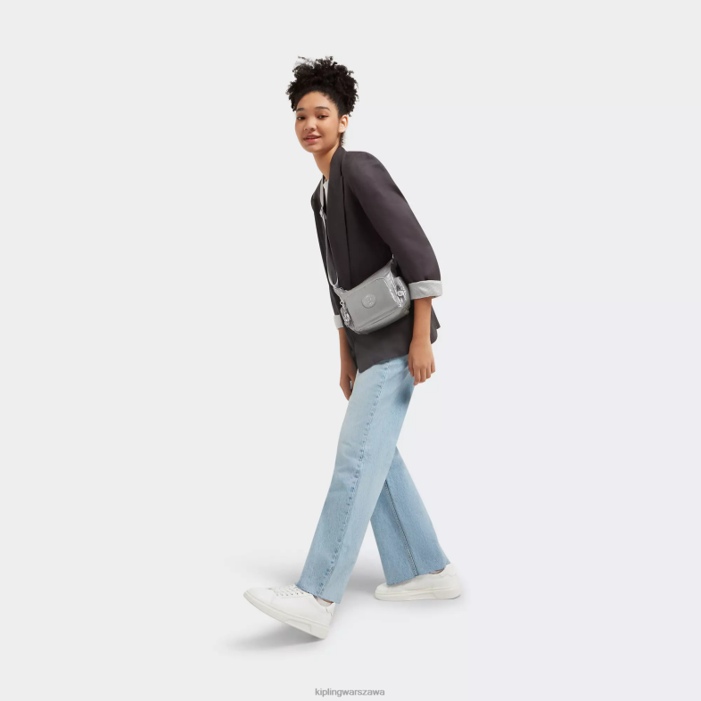 Kipling jasny metaliczny dla obu płci gabbie minimetalowa torba na ramię PXR6L202
