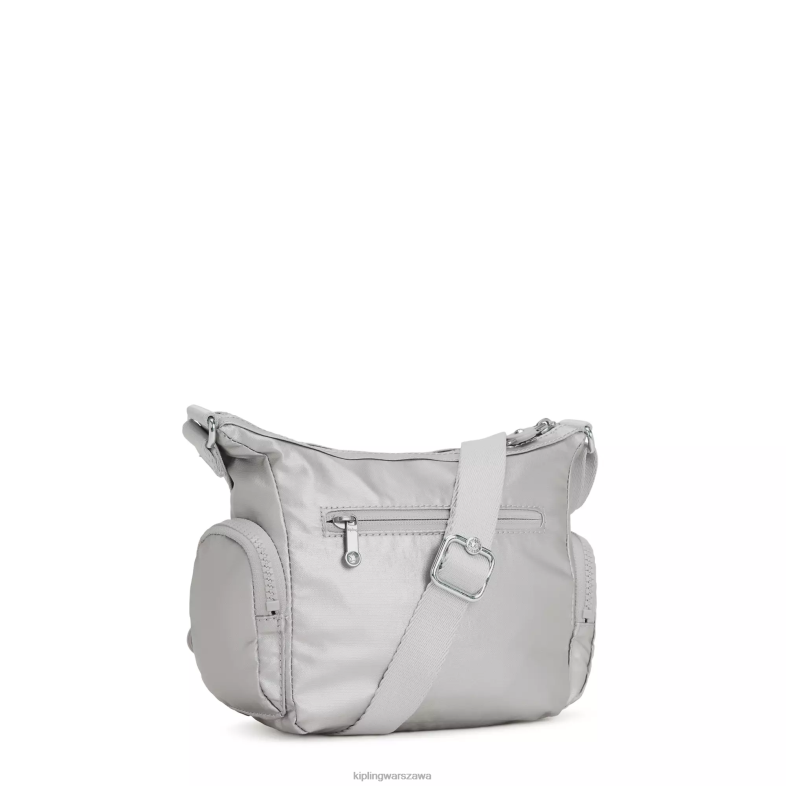 Kipling jasny metaliczny dla obu płci gabbie minimetalowa torba na ramię PXR6L202