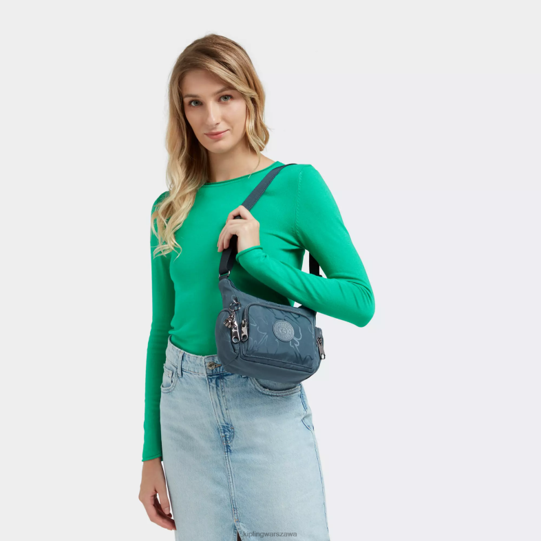 Kipling nocna szarość dla obu płci torebka na ramię gabbie z minidrukiem PXR6L102
