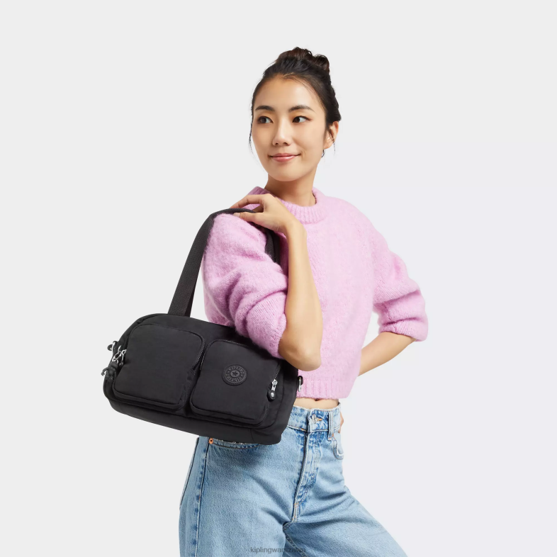 Kipling czarny noir dla obu płci fajna torba na ramię PXR6L224