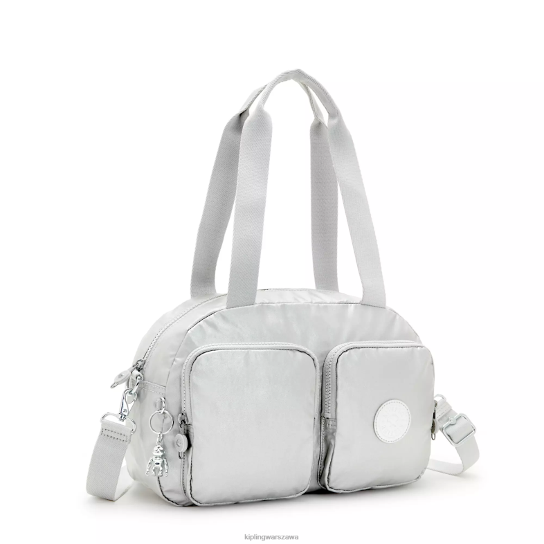 Kipling jasny metaliczny dla obu płci Fajna torba na ramię Defeametallic PXR6L206