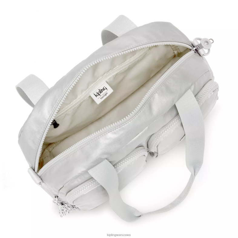 Kipling jasny metaliczny dla obu płci Fajna torba na ramię Defeametallic PXR6L206